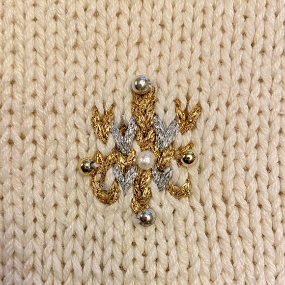 Vntage Winter Scene Embellished Grandmacore Cardigan Size S - Picture 9 of 12